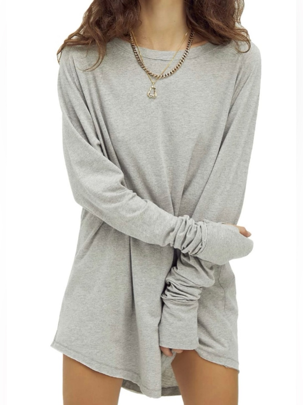 Free People Arden Tee in Grey Size Small